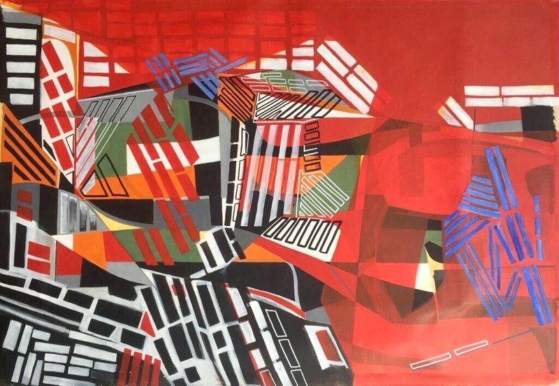 Ciudad 8 by Paola Lettieri. Acrylic on canvas, 120 × 80 cm.