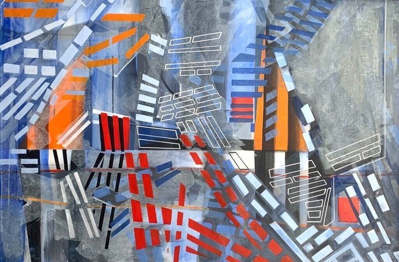 Ciudad 9 by Paola Lettieri. Acrylic on canvas, 120 × 80 cm.