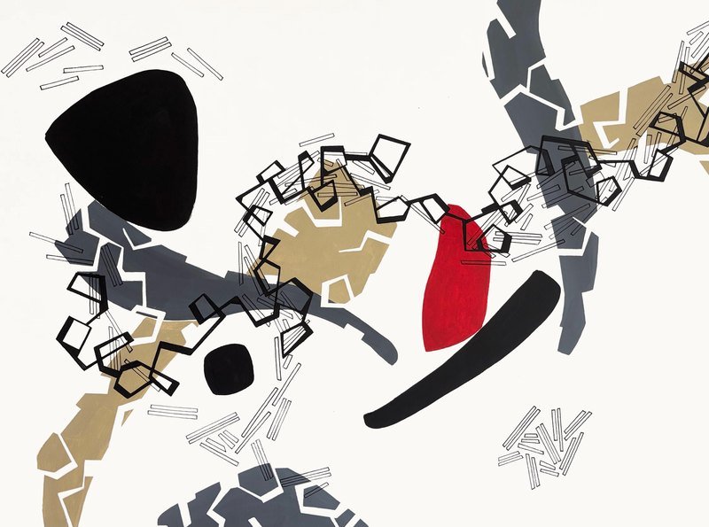 Dislocación 9 by Paola Lettieri. Acrylic on canvas, 100 × 78 cm.