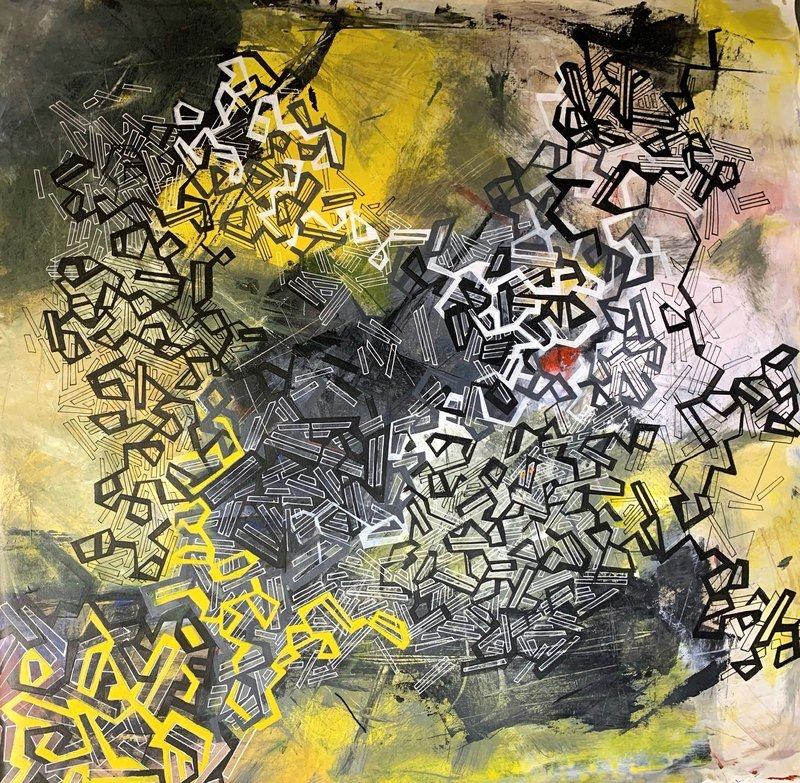 Fractal 12 by Paola Lettieri. Acrylic on canvas, 100 × 100 cm.