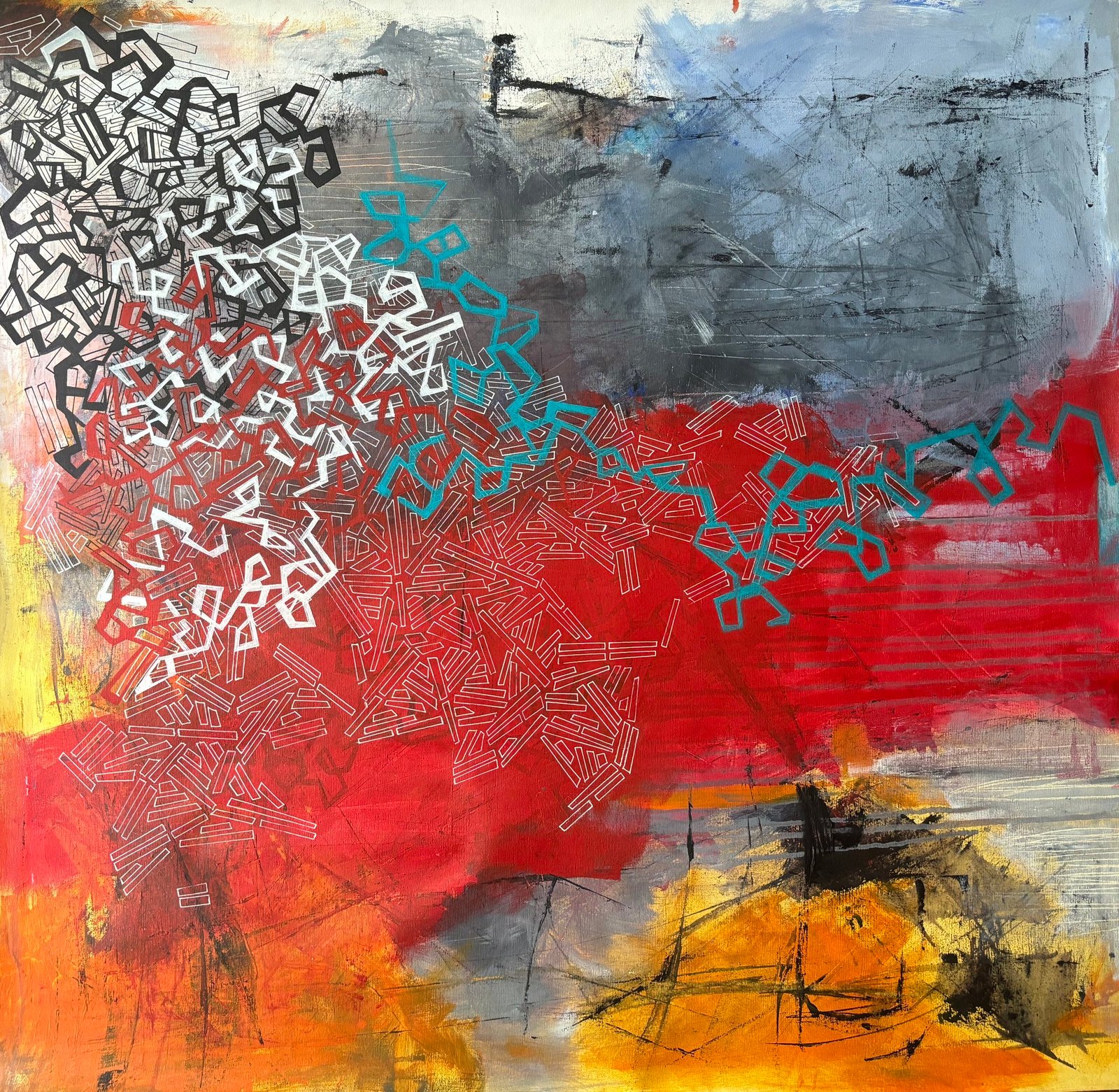 Fractal 13 by Paola Lettieri. Acrylic on canvas, 100 × 100 cm.